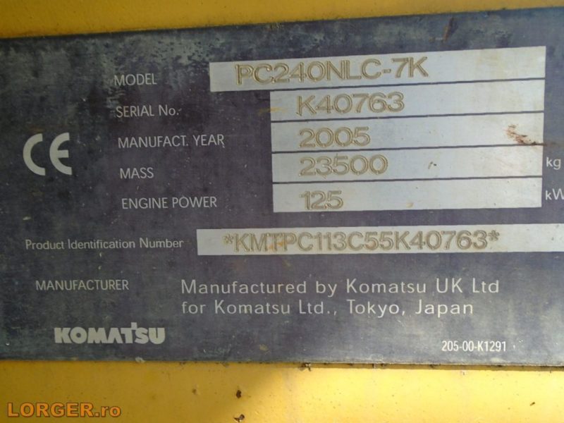 Komatsu PC240 NLC-7K lánctalpas kotró bontásra