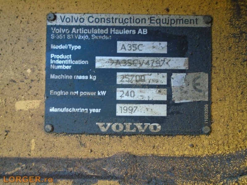 Dezmembrare dumper Volvo A35C
