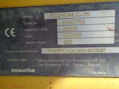 Dezmembrare excavator pe senile Komatsu PC240 NLC-7K