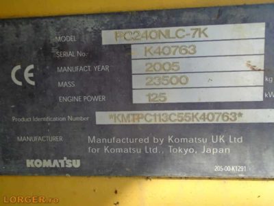 Dezmembrare excavator pe senile Komatsu PC240 NLC-7K
